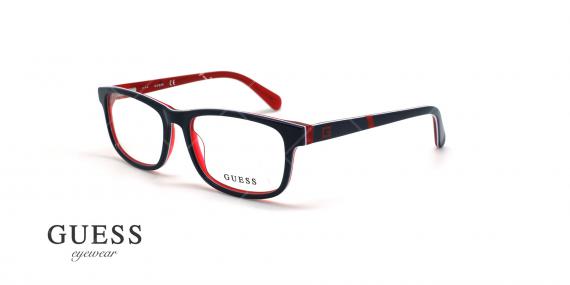 عینک طبی مستطیلی گس - GUESS GU9179 - مشکی قرمز - عکاسی وحدت - زاویه سه رخ 