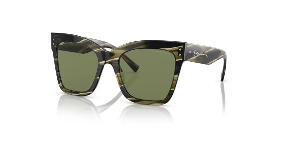 عینک آفتابی جورجیو آرمانی فریم کائوچویی پروانه ای به رنگ سبز ابر و بادی و عدسی سبز - عکس از زاویه سه رخ