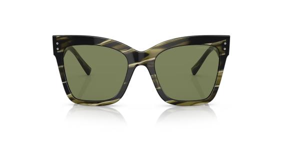عینک آفتابی جورجیو آرمانی فریم کائوچویی پروانه ای به رنگ سبز ابر و بادی و عدسی سبز - عکس از زاویه روبرو