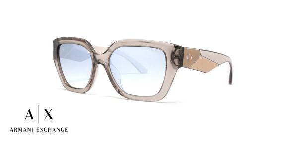 عینک آفتابی پروانه‌ای آرمانی‌‌‌‌‌اکسچنج - Armani Exchange AX4125SU با بدنه شیشه‌ای و عدسی آبی طیف‌‌‌‌‌دار جیوه‌ای -سه‌رخ