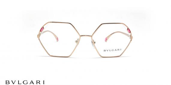 عینک طبی فلزی چند ضلعی طلایی نگین دار بولگاری - عکاسی وحدت - زاویه روبرو