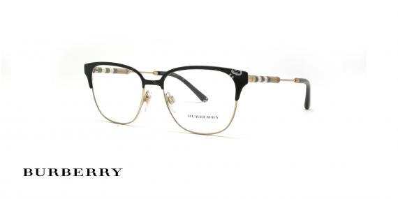 عینک طبی زنانه فلزی بربری- رنگ طلایی مشکی با طرح معروف - عکاسی وحدت - زاویه سه رخ