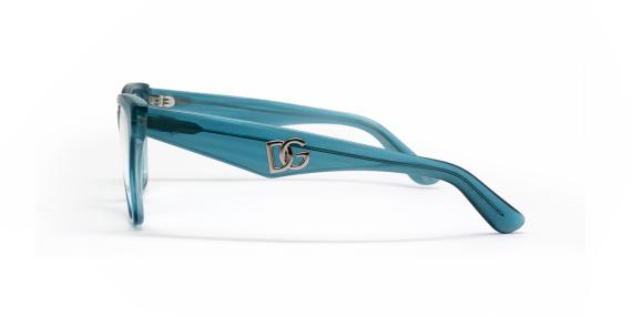 عینک طبی دولچه و گابانا فریم کائوچویی گربه ای بزرگ رنگ آبی لاجوردی شفافا - عکس از زاویه کنار