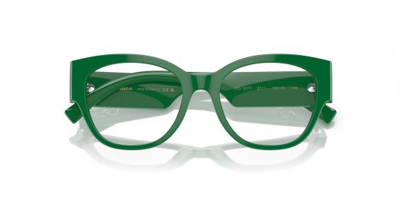 عینک طبی دولچه و گابانا فریم کائوچویی گربه ای به رنگ سبز چمنی - عکس از زاویه بسته عینک