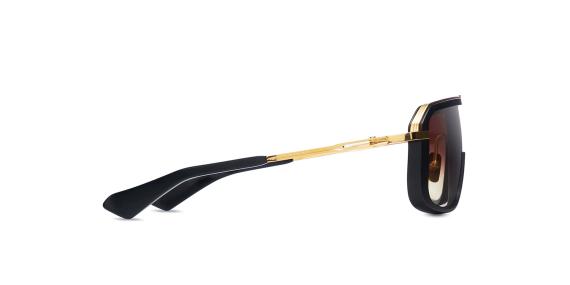 عینک آفتابی دیتا فریم استات مشکی مدل شبه خلبانی ترکیب با تیتانیوم طلایی و پاد طلایی رنگ به همراه عدسی قهوه ای طیف دار - عکس از زاویه کنار