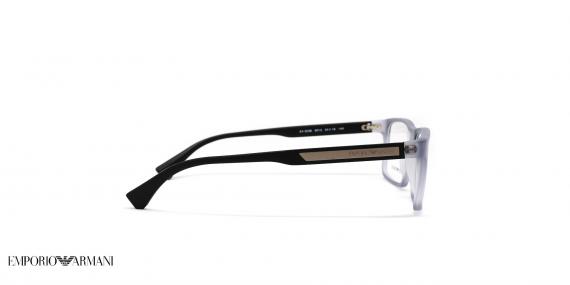 عینک طبی امپریو آرمانی کائوچویی مستطیل رنگ طوسی  - عکاسی وحدت -  عکس از زاویه کنار