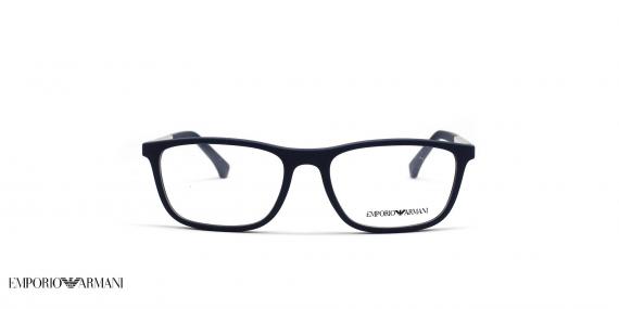 عینک طبی امپریو آرمانی کائوچویی بیضی رنگ سرمه ای  - عکاسی وحدت -  عکس از زاویه رو به رو