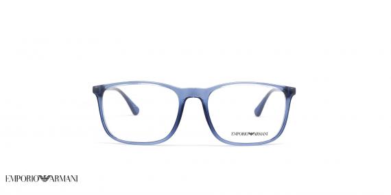 عینک طبی امپریو آرمانی فریم کائوچویی مربعی رنگ آبی  - عکاسی وحدت -  عکس از زاویه رو به رو