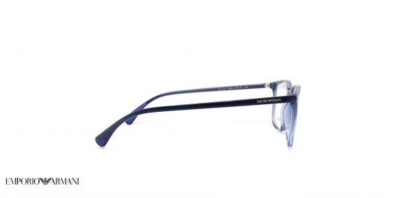 عینک طبی امپریو آرمانی فریم کائوچویی مربعی رنگ آبی  - عکاسی وحدت -  عکس از زاویه کنار