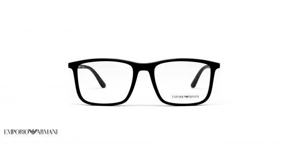 عینک طبی امپریو آرمانی فریم کائوچویی مربعی رنگ مشکی  - عکاسی وحدت -  عکس از زاویه رو به رو