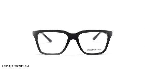 عینک طبی امپریو آرمانی کائوچویی مربعی رنگ مشکی  - عکاسی وحدت -  عکس از زاویه رو به رو
