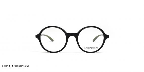 عینک طبی امپریو آرمانی گرد کائوچویی رنگ مشکی  - عکاسی وحدت -  عکس از زاویه رو به رو