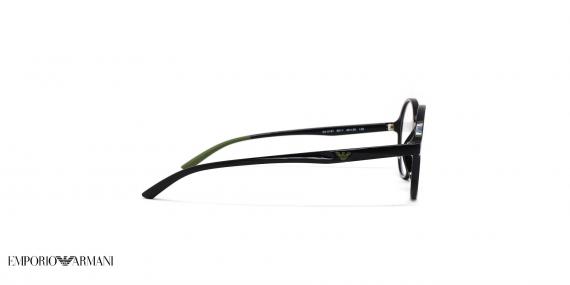عینک طبی امپریو آرمانی گرد کائوچویی رنگ مشکی  - عکاسی وحدت -  عکس از زاویه کنار