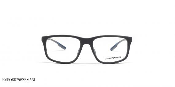 عینک طبی امپریو آرمانی مردانه فریم کائوچویی مربعی ای رنگ طوسی - عکاسی وحدت -  عکس از زاویه رو به رو