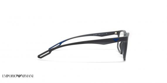 عینک طبی امپریو آرمانی مردانه فریم کائوچویی مربعی ای رنگ طوسی - عکاسی وحدت -  عکس از زاویه کنار