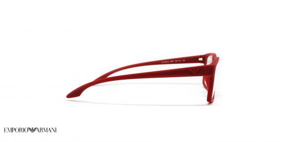 عینک طبی مردانه امپریو آرمانی فریم مربعی ای کائوچویی رنگ قرمز - عکاسی وحدت -  عکس از زاویه کنار