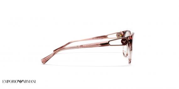عینک طبی امپریو آرمانی فریم کائوچویی گربه ای رنگ صورتی - عکاسی وحدت -  عکس از زاویه کنار