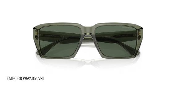 عینک آفتابی مستطیلی شیشه‌ای امپریو آرمانی - Emporio Armani EA4186 با بدنه سبع و عدسی سبز -‌ بالا