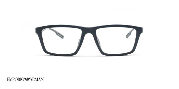 عینک طبی امپریو آرمانی فریم مستطیلی سرمه ای به همراه رویه آفتابی و پلاریزه - زاویه روبرو