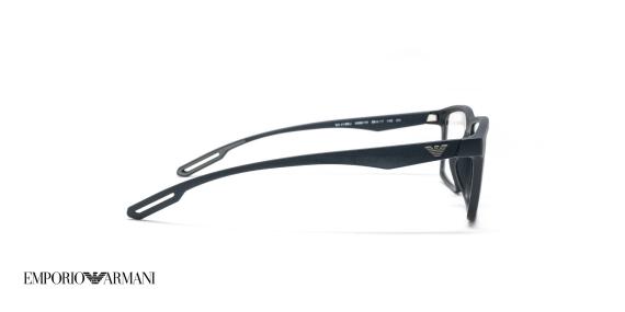 عینک طبی امپریو آرمانی فریم مستطیلی سرمه ای به همراه رویه آفتابی و پلاریزه - زاویه کنار