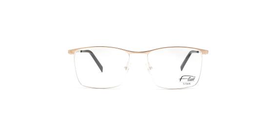 عینک طبی فلزی رنگ بژ بدنه تیتانیوم فلر - زاویه روبرو - عکاسی وحدت