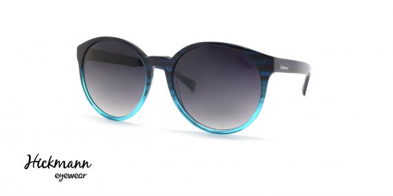 عینک آفتابی گرد آبی هیکمن - عکاسی عینک وحدت - زاویه سه رخ