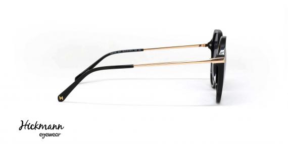 عینک آفتابی کائوچویی هیکمن فریم مشکی و عدسی سورمه ای طیف دار - عکس از زاویه کنار
