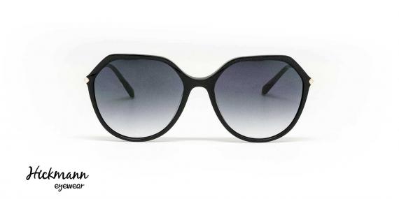 عینک آفتابی کائوچویی هیکمن فریم مشکی و عدسی سورمه ای طیف دار - عکس از زاویه روبرو
