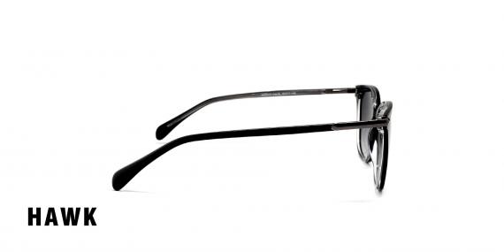  عینک آفتابی زنانه کائوچویی پروانه ای هاوک رنگ مشکی شیشه مشکی طیف دار - عکاسی وحدت - عکس زاویه کنار