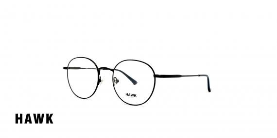 عینک طبی گرد فلزی هاوک رنگ مشکی - عکاسی وحدت - عکس از زاویه سه رخ