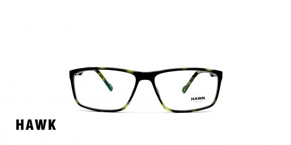 عینک طبی مردانه مستطیلی کائوچویی هاوک رنگ مشکی - عکاسی وحدت - عکس از زاویه رو به رو