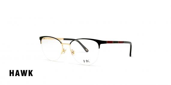 عینک طبی زنانه گربه ای کائوچویی زیر گریف هاوک رنگ مشکی - عکاسی وحدت - عکس از زاویه سه رخ