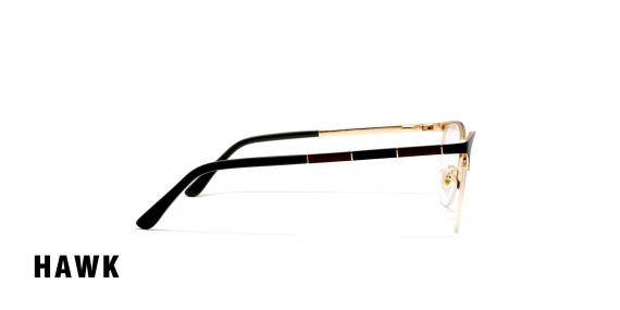 عینک طبی زنانه گربه ای کائوچویی هاوک رنگ مشکی - عکاسی وحدت - عکس از زاویه کنار