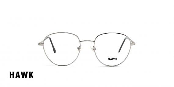 عینک طبی گرد فلزی رنگ نقره ای هاوک - عکاسی وحدت - عکس از زاویه رو به رو