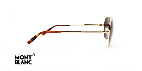 عینک آفتابی طرح خلبانی مون بلان - بدنه فلزی طلایی عدسی قهوه ای - زاویه کنار