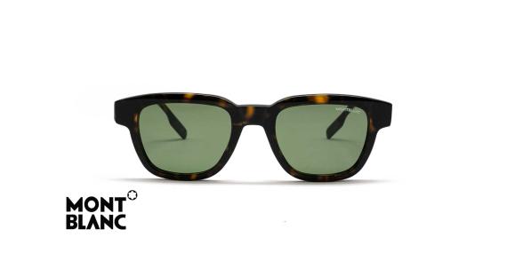 عینک آفتابی مربعی مون بلان با بدنه قهوه‌ای هاوانا و عدسی سبز -زاویه روبرو