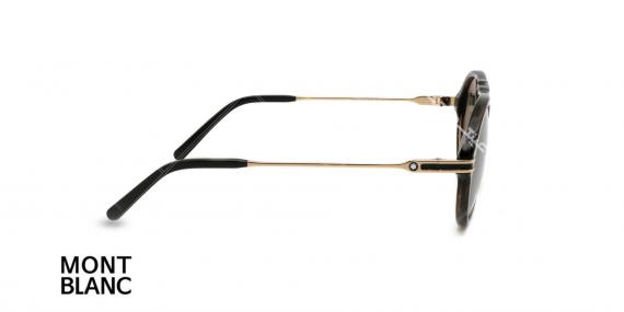 عینک دوپل گرد مون بلان - MONTBLANC MB716 - رنگ قهوه ای هاوانا - اپتیک وحدت - عکس زاویه کنار