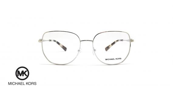 عینک طبی زنانه پروانه ای رنگ نقره ای فلزی مایکل کورس - عکاسی وحدت - زاویه رو به رو