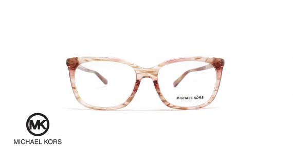 عینک طبی زنانه مربعی رنگ صورتی کائوچویی مایکل کورس - عکاسی وحدت - زاویه رو به رو
