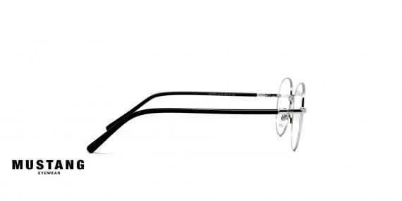  عینک طبی فلزی فریم گرد موستانگ رنگ نقره ای - عکاسی وحدت - عکس از زاویه کنار