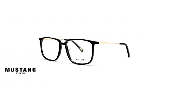 عینک طبی فریم کائوچویی مربعی موستانگ رنگ مشکی - عکاسی وحدت - عکس از زاویه سه رخ