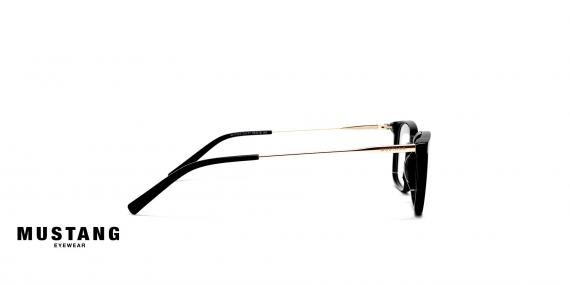 عینک طبی کائوچویی فریم مربعی موستانگ رنگ مشکی - عکاسی وحدت - عکس از زاویه کنار