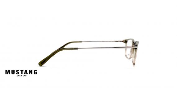 عینک طبی کائوچویی فریم مستطیلی موستانگ رنگ بژ - عکاسی وحدت - عکس از زاویه کنار