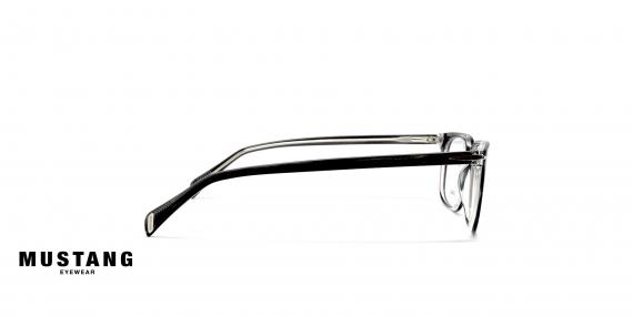 عینک طبی کائوچویی مربعی موستانگ - فریم طوسی با ترکیب مشکی - عکس از کنار