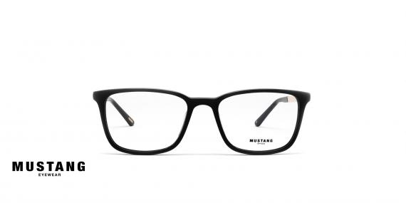 عینک طبی کائوچویی فریم مربعی موستانگ رنگ مشکی - عکاسی وحدت - عکس از زاویه رو به رو