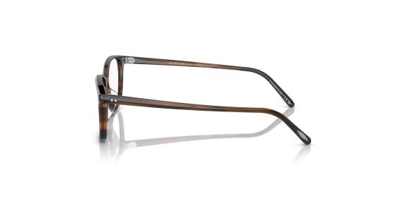 عینک طبی الیور پیپلز فریم کائوچویی مربعی قهوه ای تیره و روشن - عکس از زاویه کنار