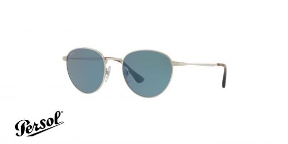 عینک آفتابی فلزی نقره ای با عدسی های آبی رنگ Persol - زاویه سه رخ