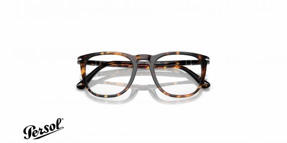 عینک طبی کائوچویی مربعی قهوه ای هاوانا پرسول - زاویه دسته بسته