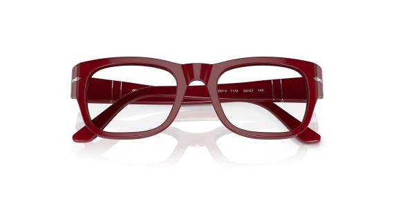 عینک طبی مربعی پرسول با دسته پهن رنگ قرمز - زاویه بالا