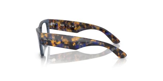 عینک طبی ری بن مدل مگا ویفرر جدید فریم کائوچویی به رنگ های قهوه ای و آبی و زرد هاوانا - عکس از زاویه کنار